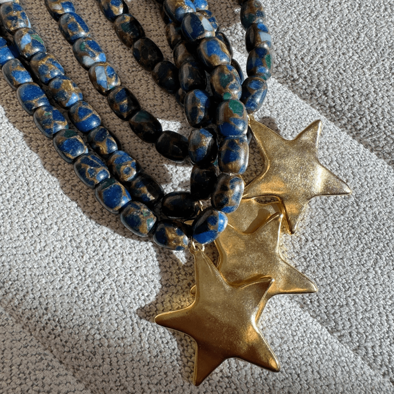 Neptune Star Necklace – Turquoise & Lapis Beaded Star Pendant – BRACHA
