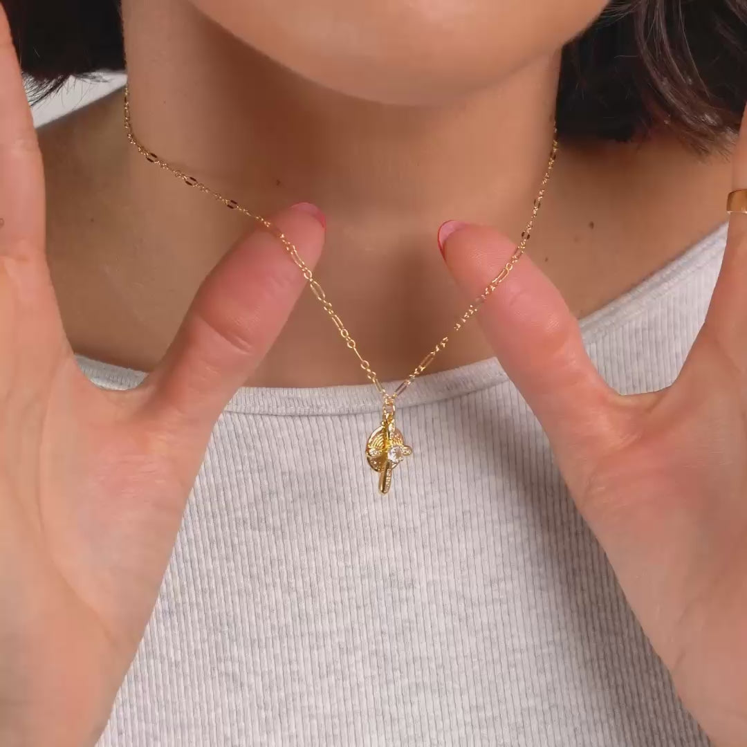 Hopeful Cross 2.0 Necklace – Mini Cross & Lord's Prayer Medallion