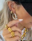 Rolly Two Tone Hoops Earrings by BRACHA