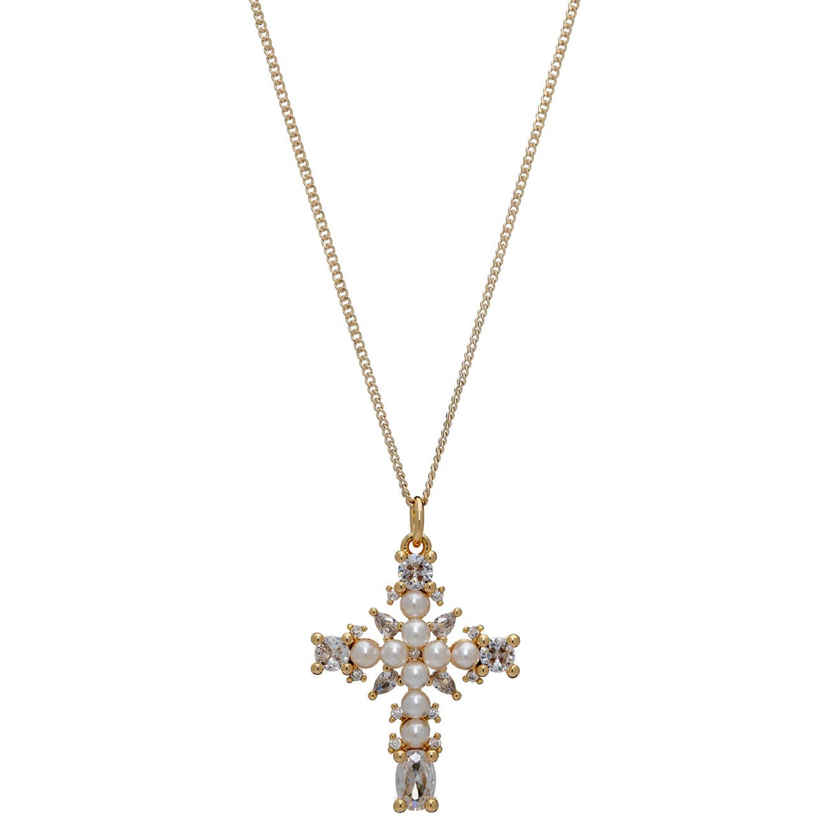 Magdalene Cross Pearl Necklace