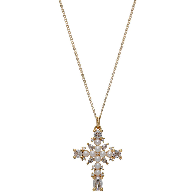 Magdalene Cross Pearl Necklace