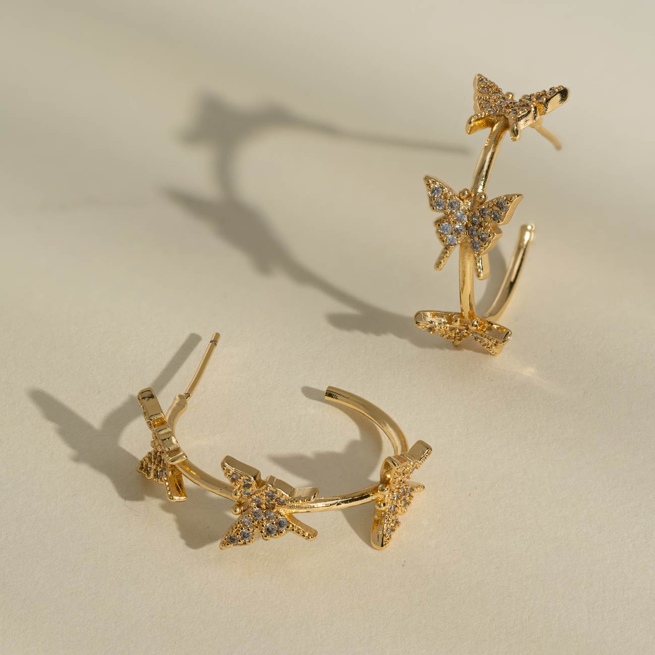 Gold Butterfly store Hoop Earrings