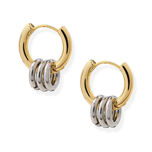 Arlo Huggie Earrings – Mixed Metal Gold & Silver 0.5” Water