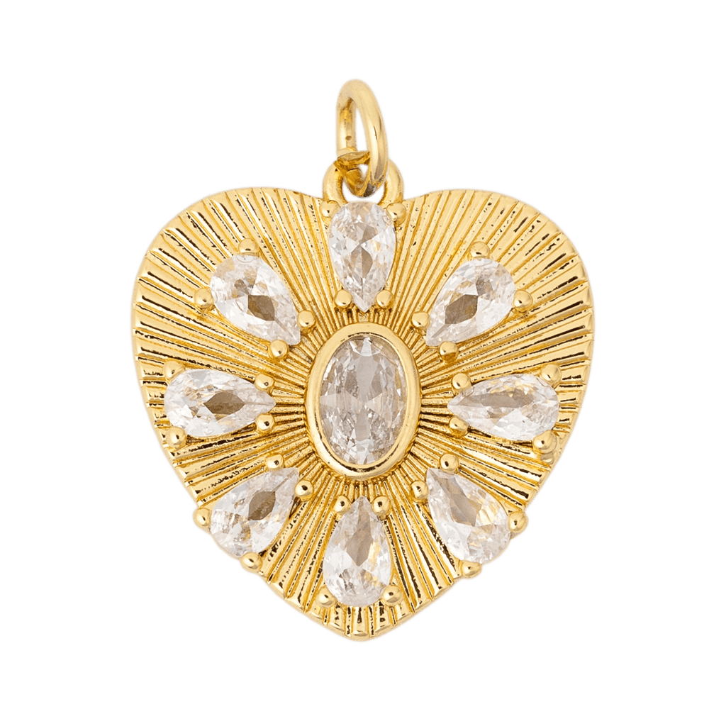 Crystal Fluted Heart Charm by BRACHA