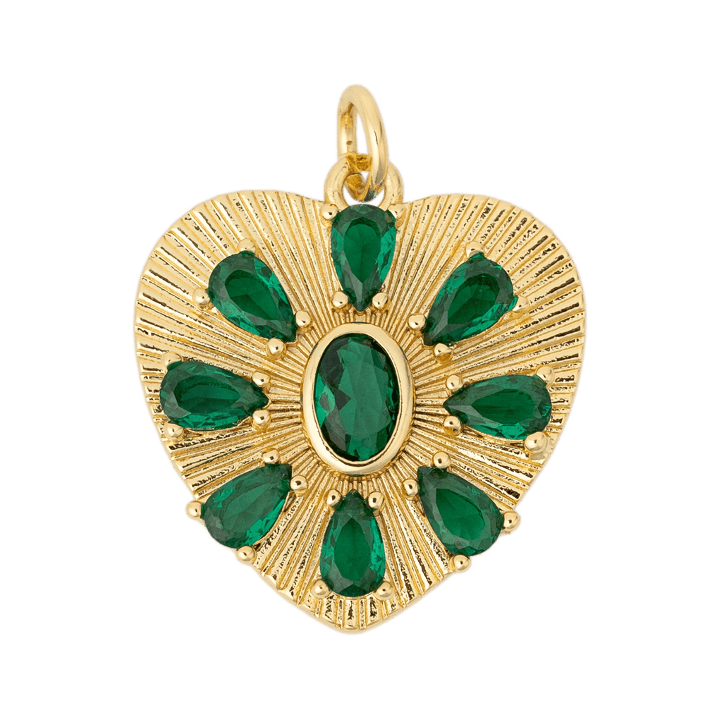 Emerald Fluted Heart Charm by BRACHA