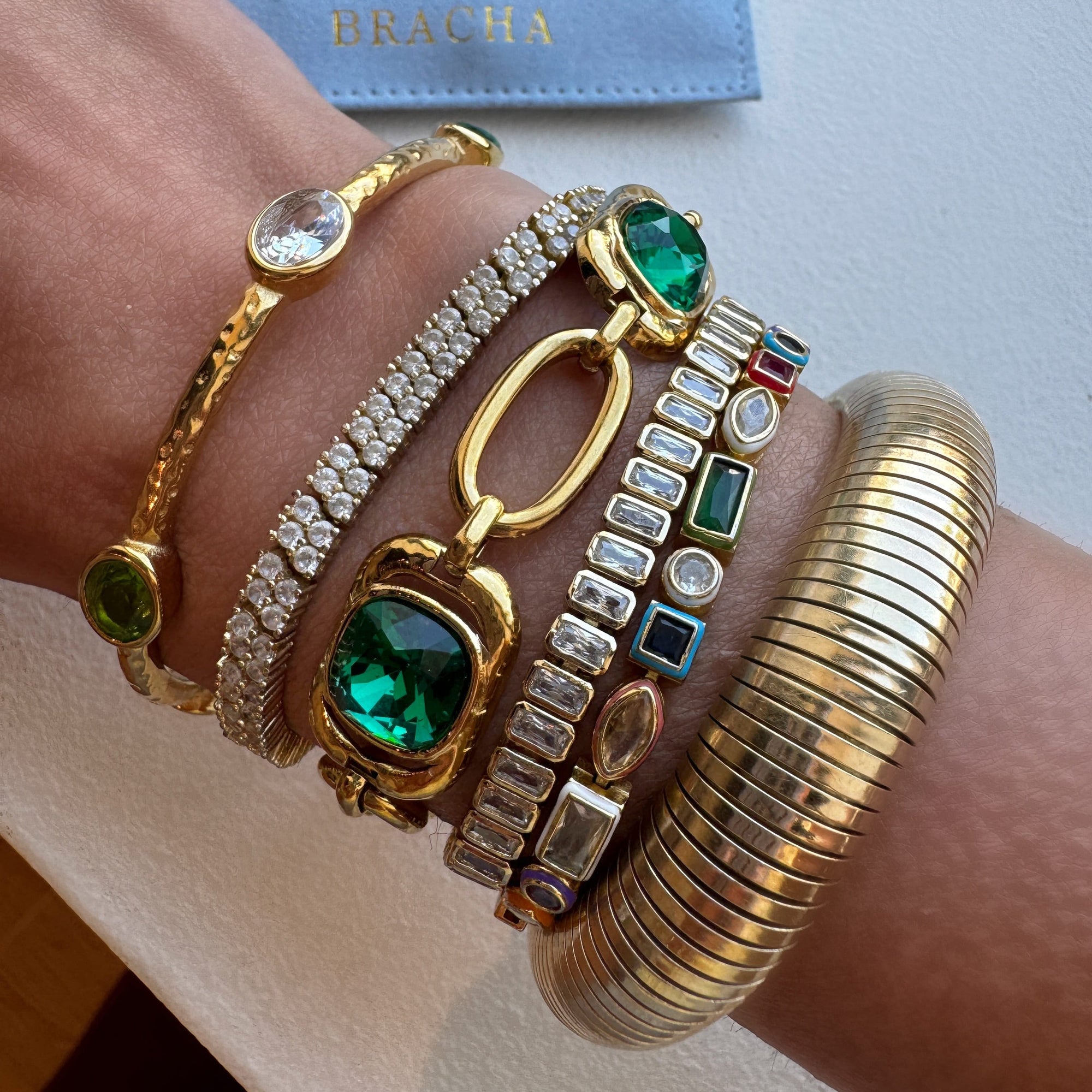 Emerald Glow Cuff Bracelets by BRACHA