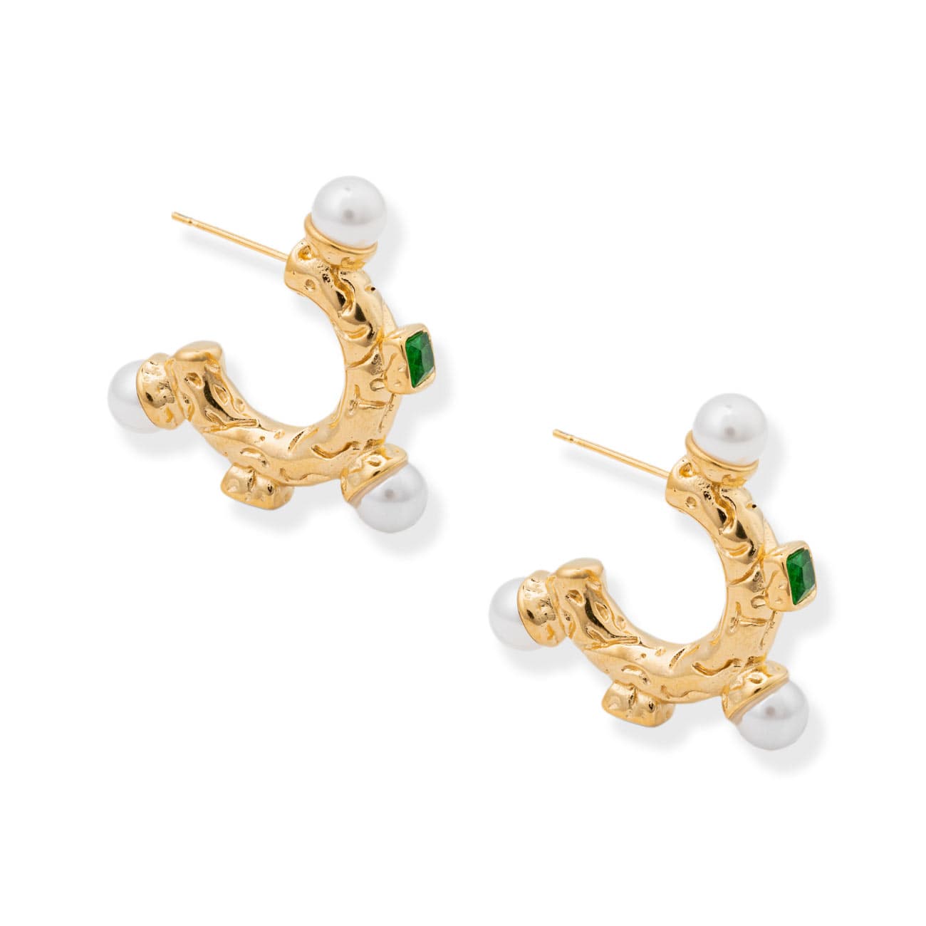 Emerald Glow Hoops Earrings by BRACHA