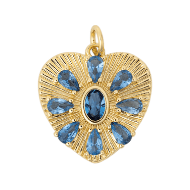 Fluted Blue Heart Charm