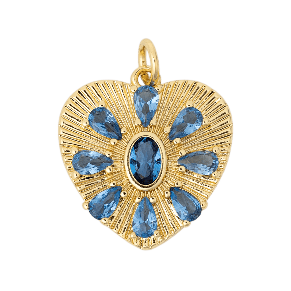 Fluted Blue Heart Charm by BRACHA