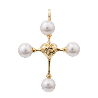 Grace Pearl Cross Charm