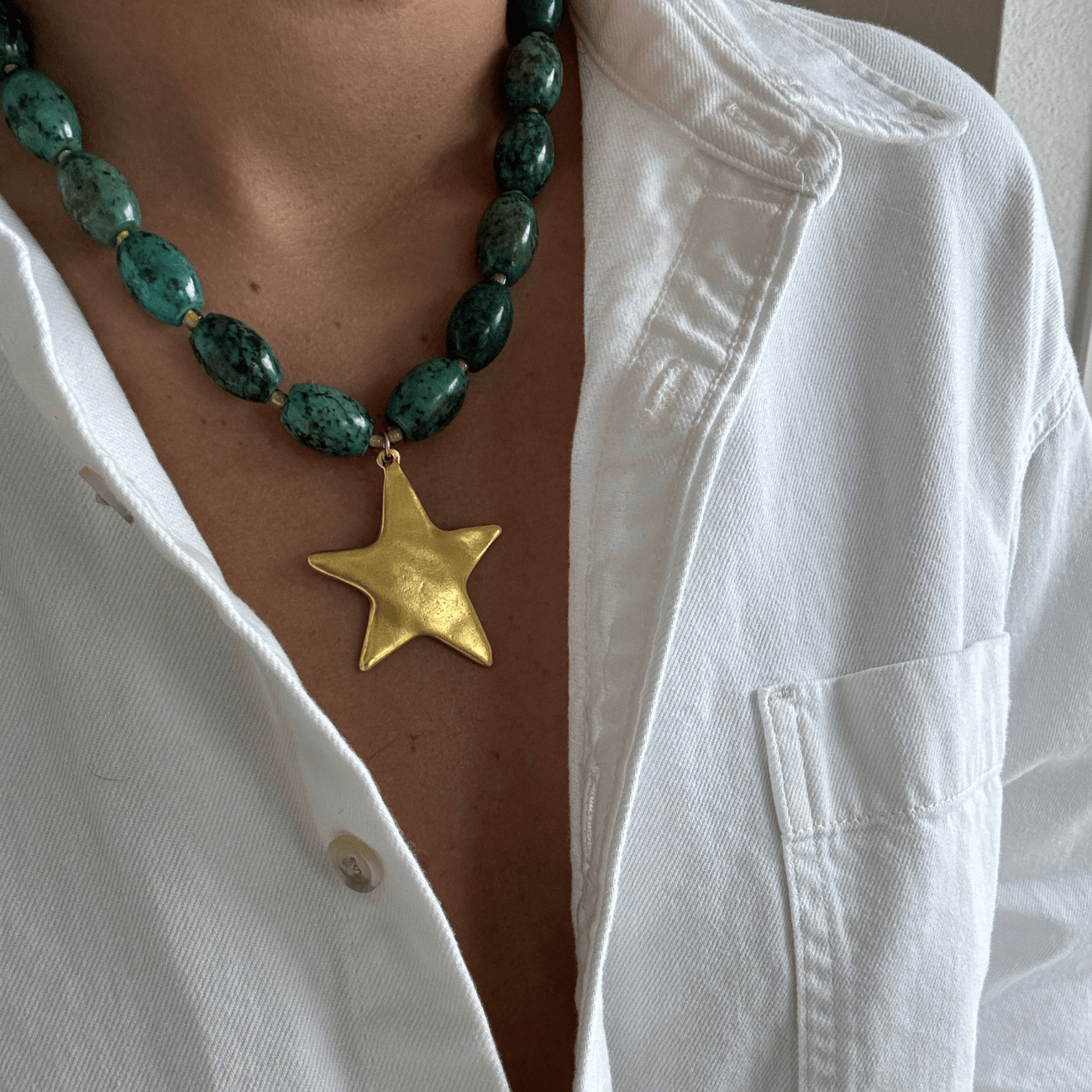 Green Neptune Star Necklace Necklaces by BRACHA