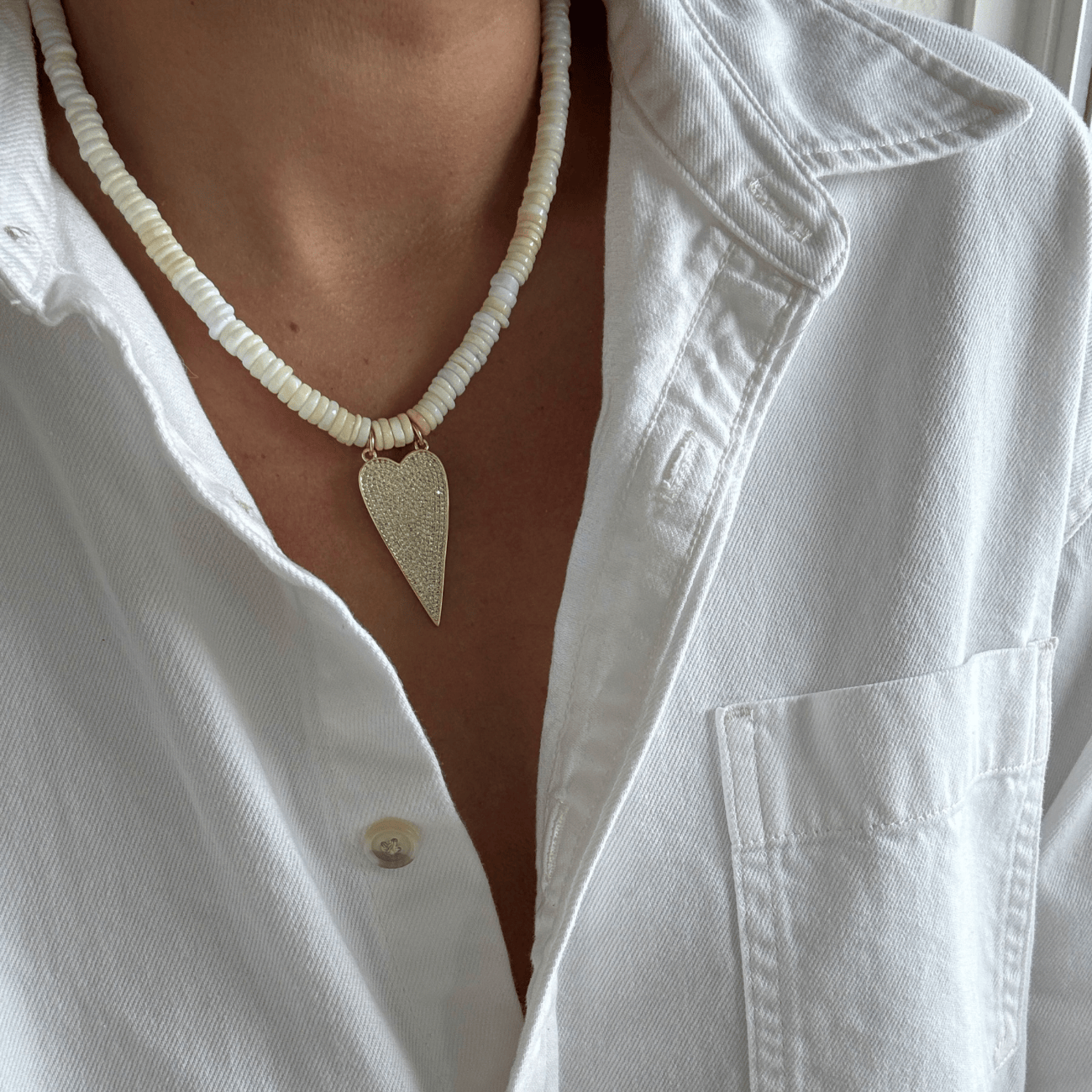 BRACHA Icon Cream Heart Necklace