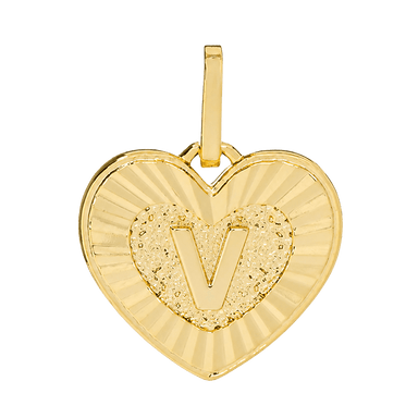 Initial Heart Charm - V