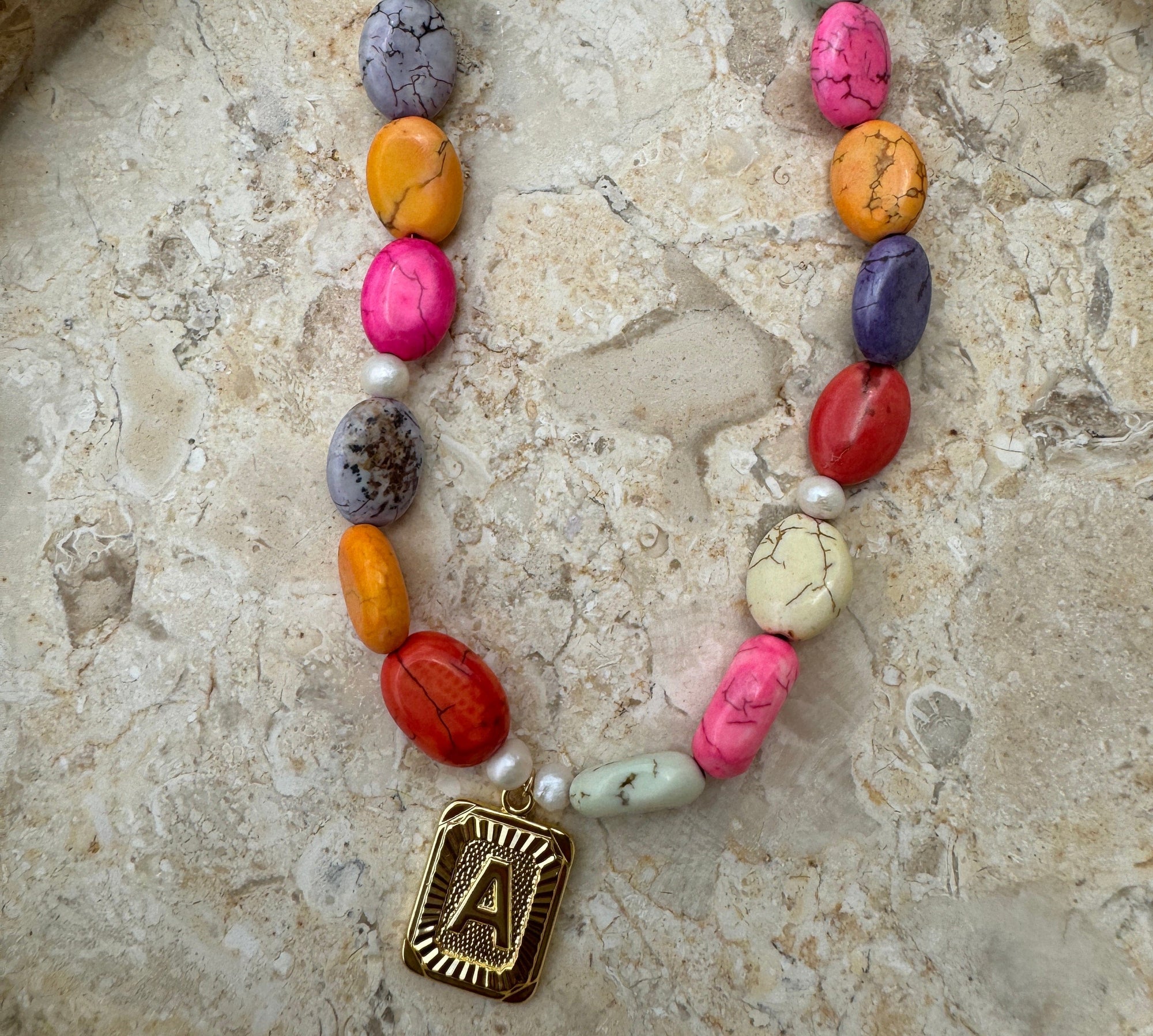 BRACHA Initial Pebble Necklace