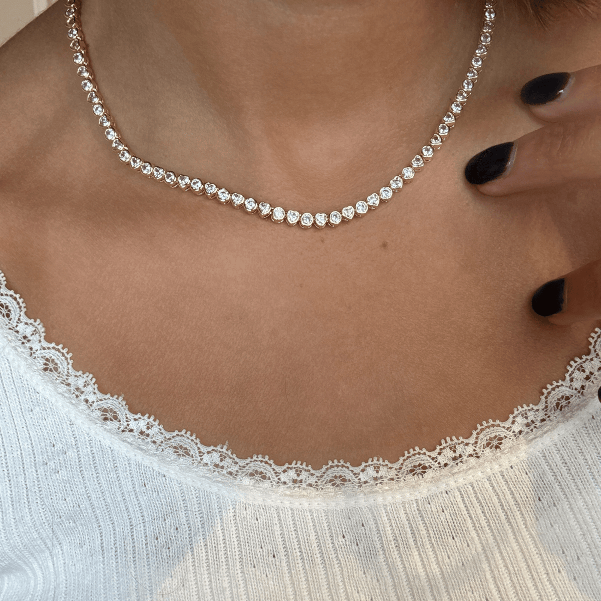 Mali Heart Tennis Necklace Necklaces by BRACHA
