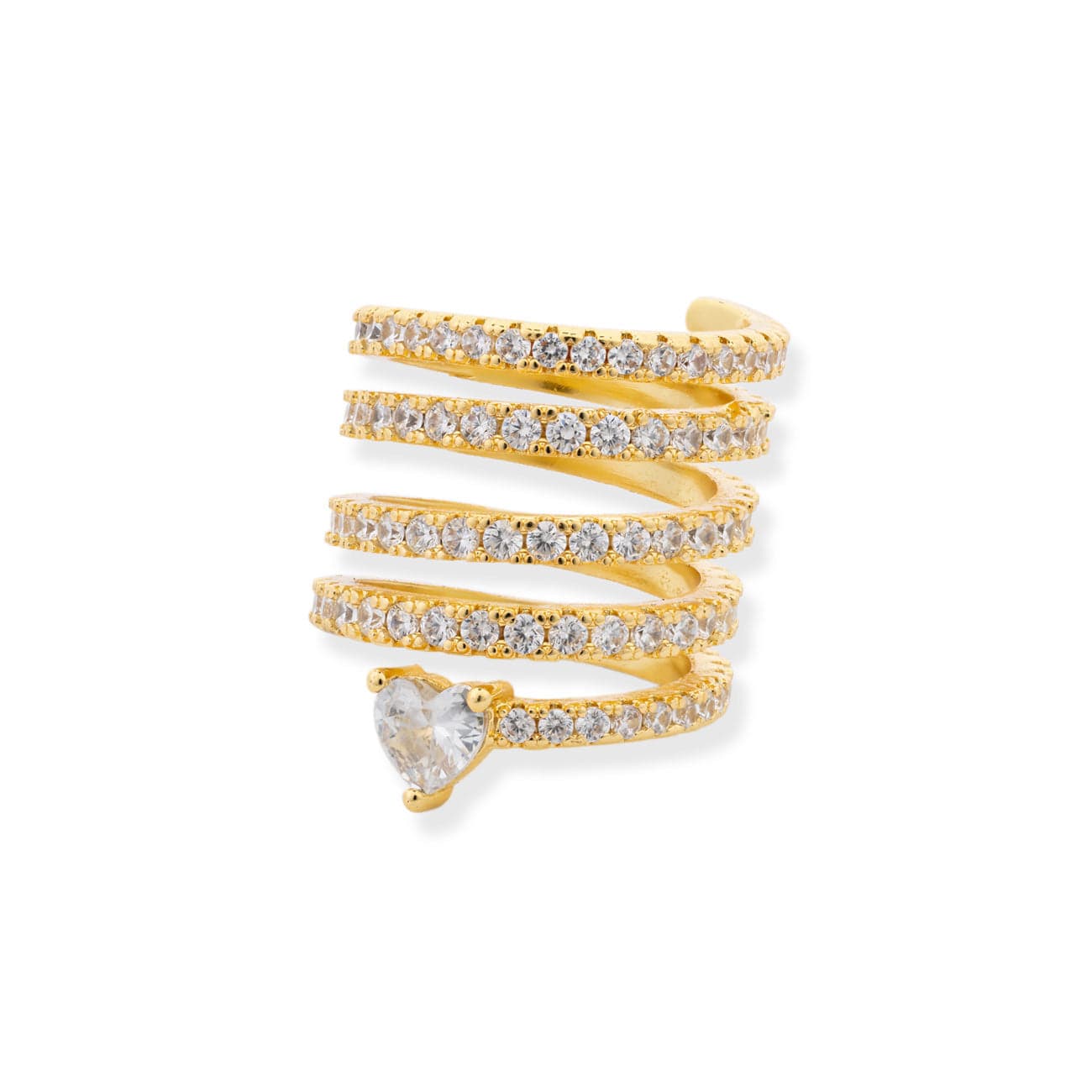Gold Spiral Pinky Ring with Heart Stone | Statement Wrap Ring – BRACHA