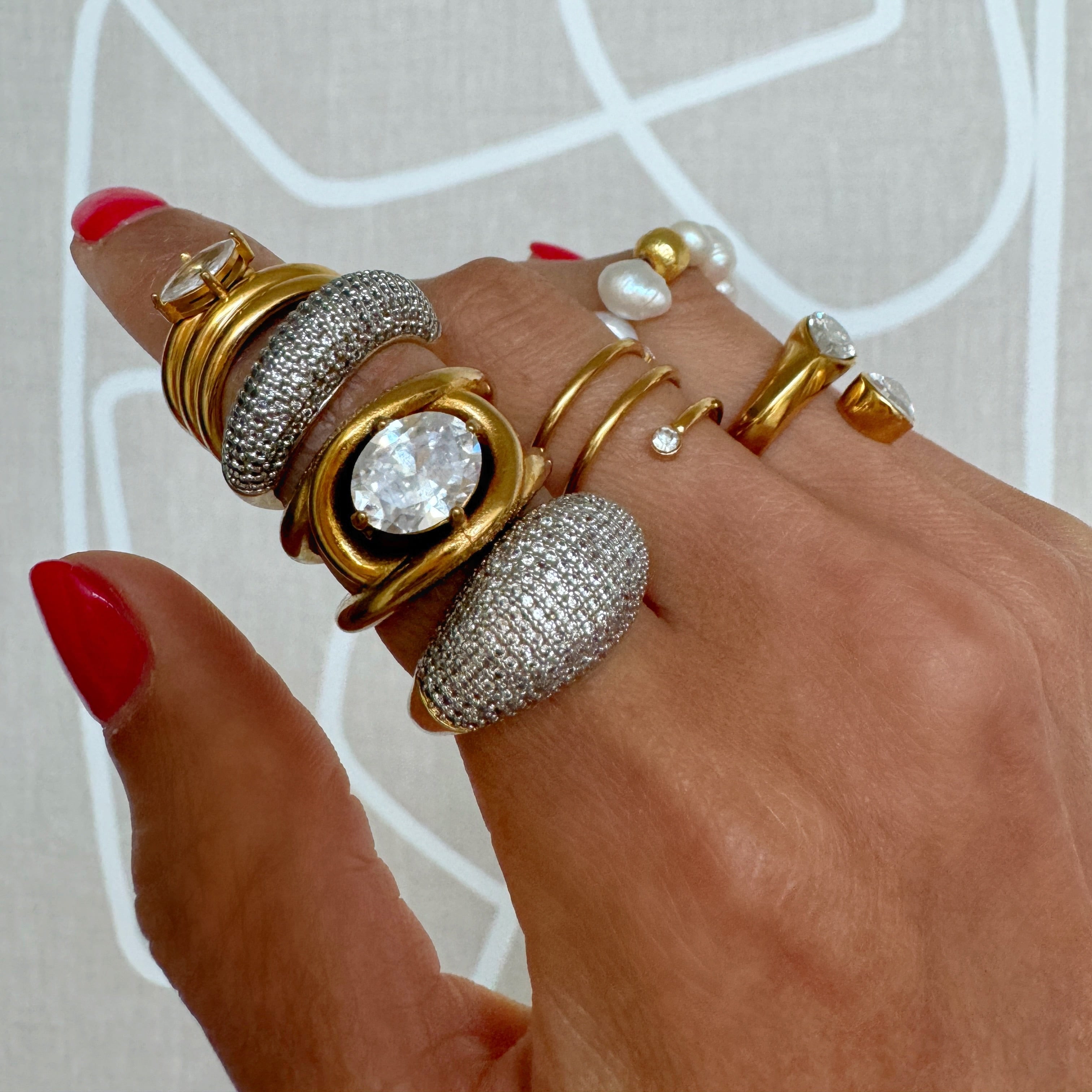 Omega Ring – Gold-Plated Stainless Steel Ring with Diamond Accent – BRACHA