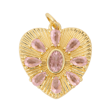 Pink Fluted Heart Charm