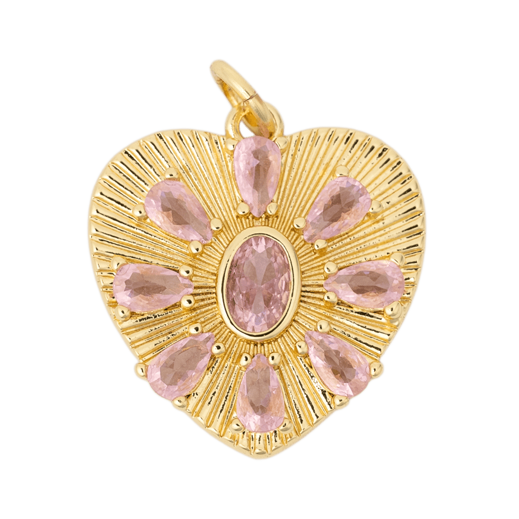 Pink Fluted Heart Charm by BRACHA