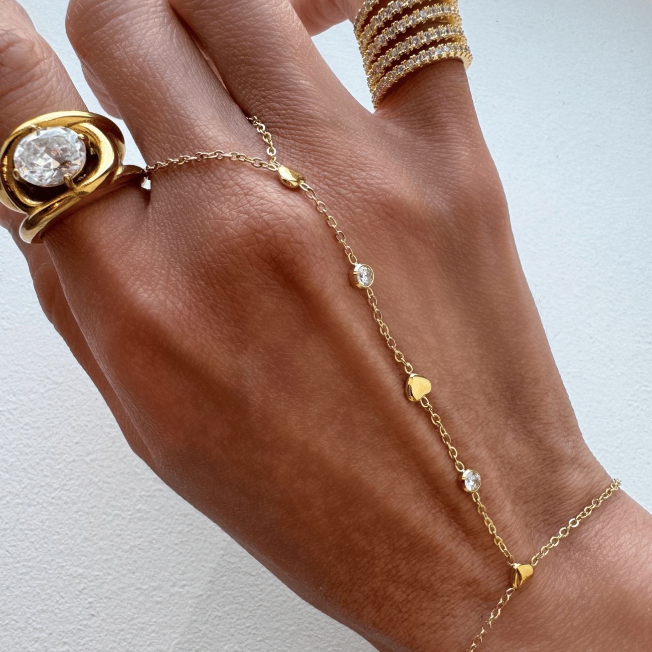 Reese Heart Hand Chain Bracelets by BRACHA