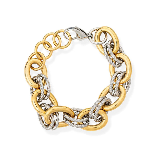 Roxy Two Tone Bracelet – Chunky Gold and Silver Chain Bracelet