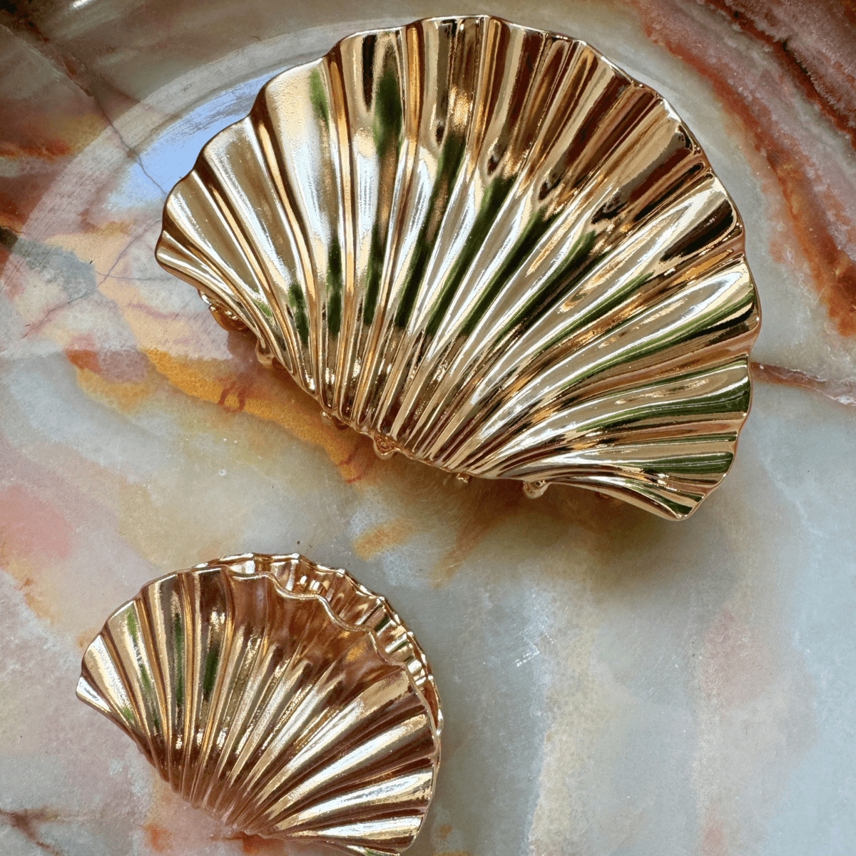 Small Shell Hair Clips Gold Shell Hair Clip – Small or Large Beach-Inspired Hair Accessory ...