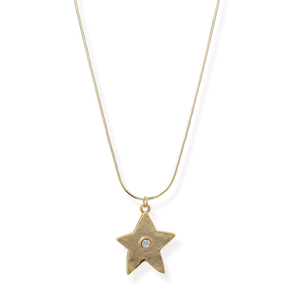 Star Bright Necklace – Dainty Gold Star Pendant on Herringbone