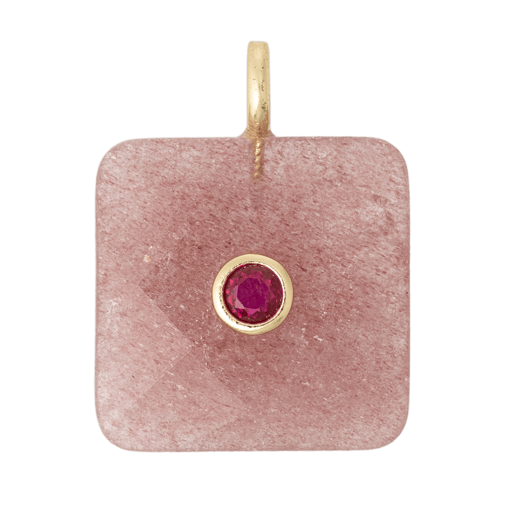 Strawberry Quartz Tile Charm CHARMS by BRACHA