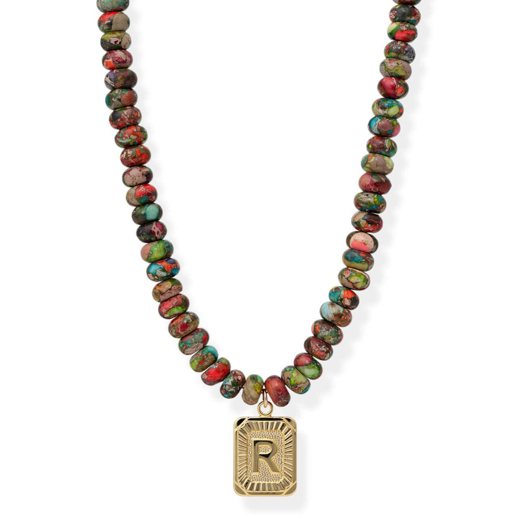 Bracha Initial Card Necklace