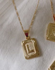 Gold Filled Initial Card Necklace