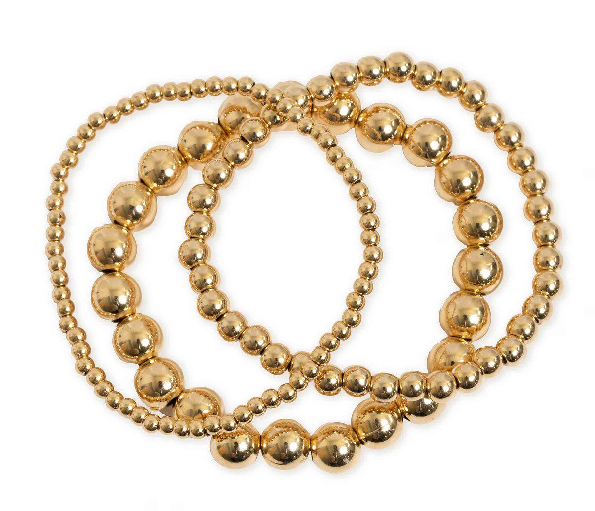 Gold Filled Beads Bracelet, Gold Beaded Bracelet, Waterproof