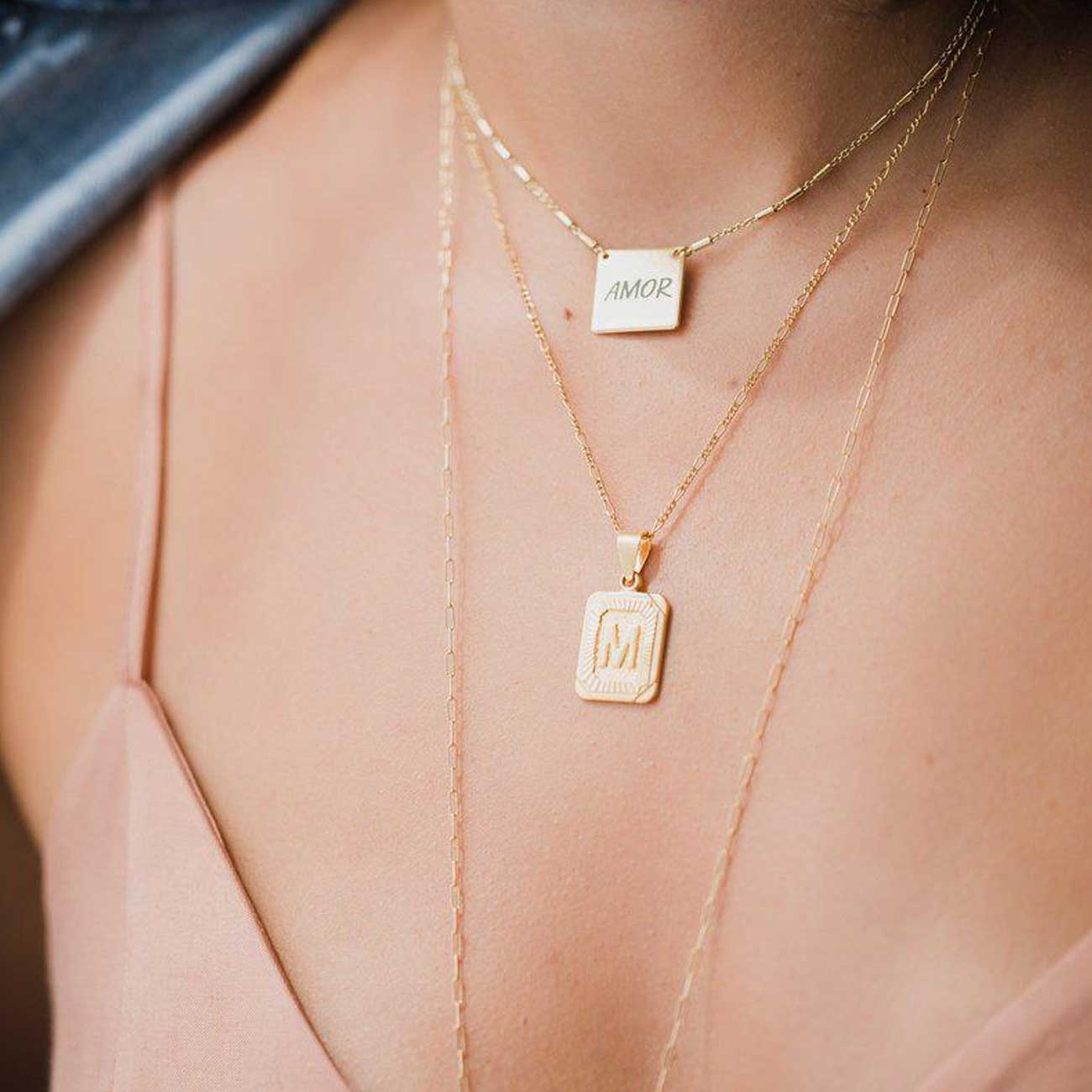 BRACHA Initial Card Necklace - Gold filled, 18